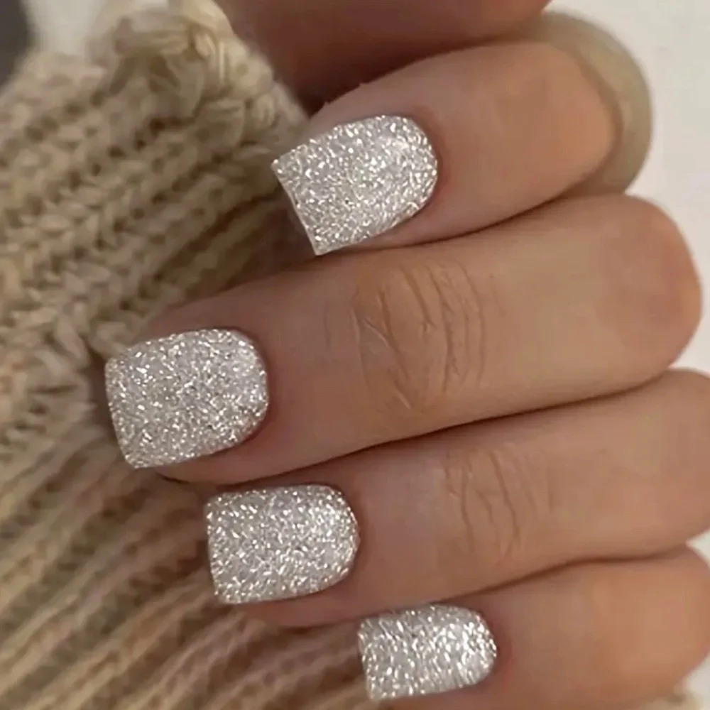 24 Pcs Nail Kit - Women's Girls Glitter Press On Nails